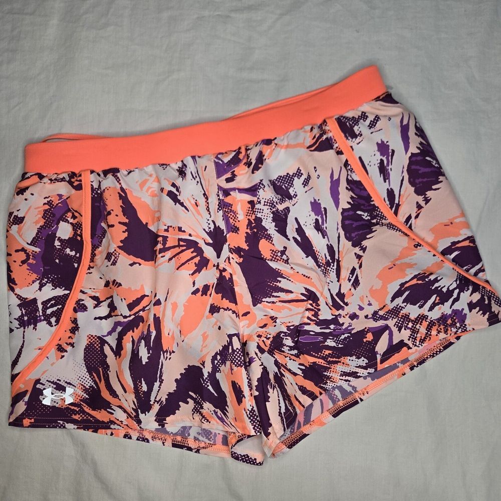 Under Armour Mileage 3.0 Printed Short Size Large Neon Orange Lined NWT